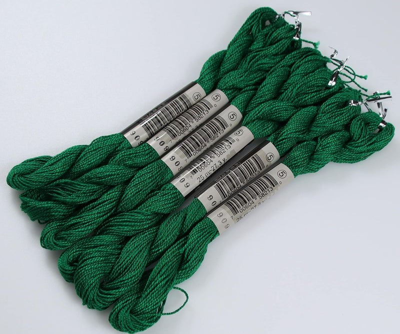KCS 25 M/Skein Mercerized Pearl Cotton Crochet Needlepoint Thread,Size 5,6 skeins,Emerald Green vy dk - Image 4